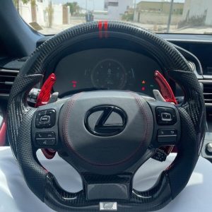 Custom Carbon Fiber Steering Wheel for Lexus RC F / IS F / GS F with Red Paddle Shifters